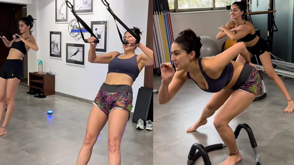 GYM Workout Videos Sara Ali Khan and Ananya Panday working out together