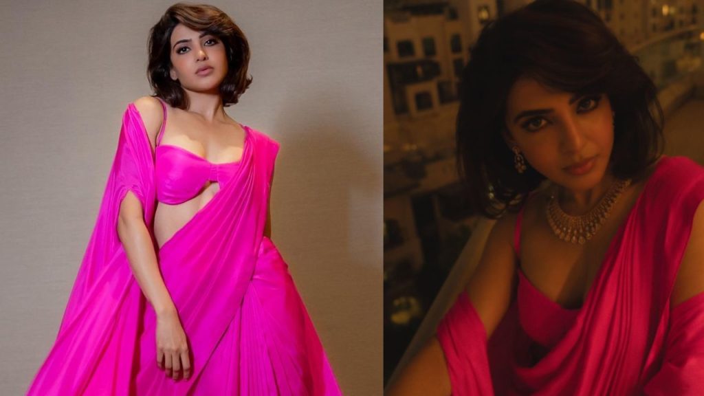Heroine Samantha shares latest saree photos
