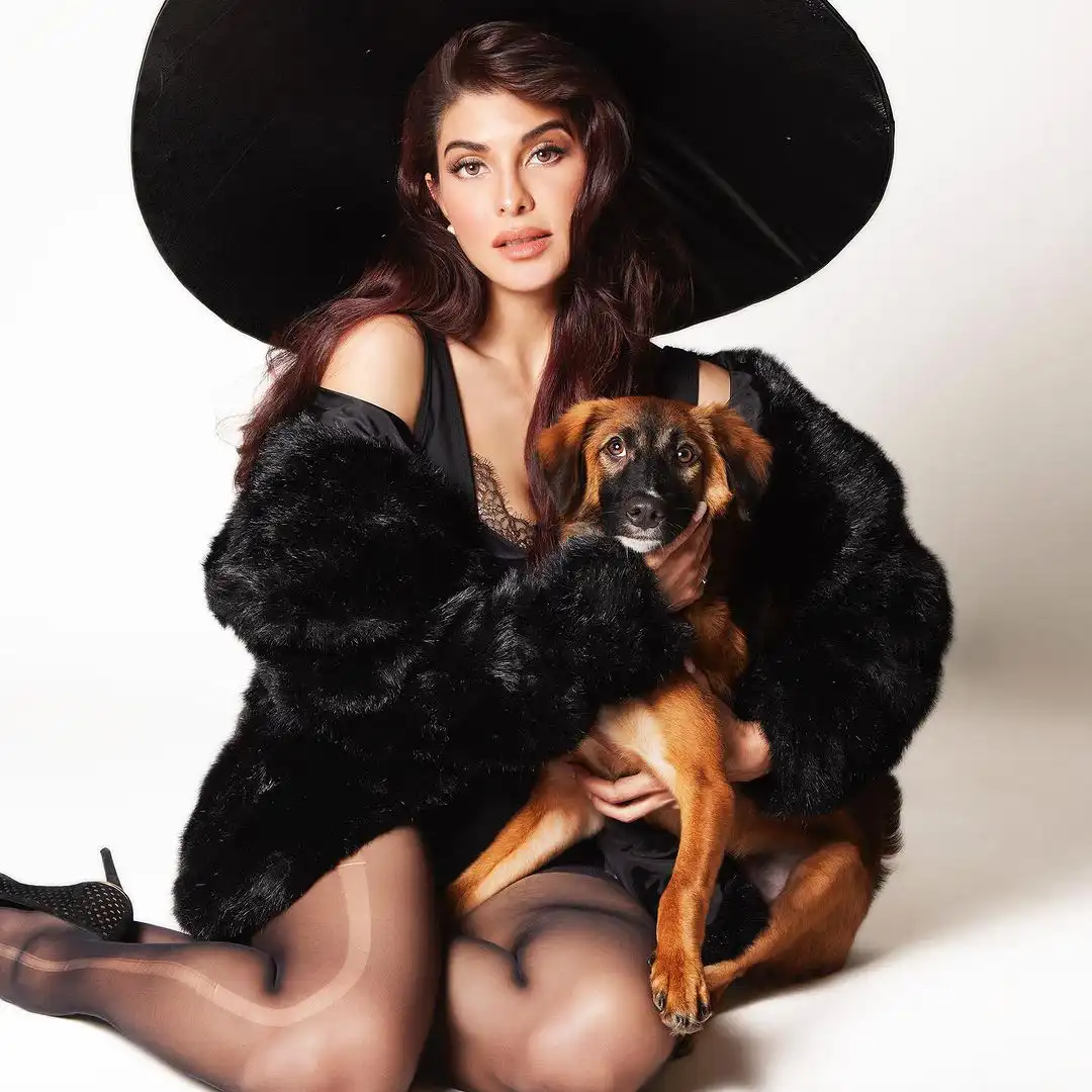Jacqueliene Fernandez Photo Shoot for Filmfare Magazine with Her Pet Dog
