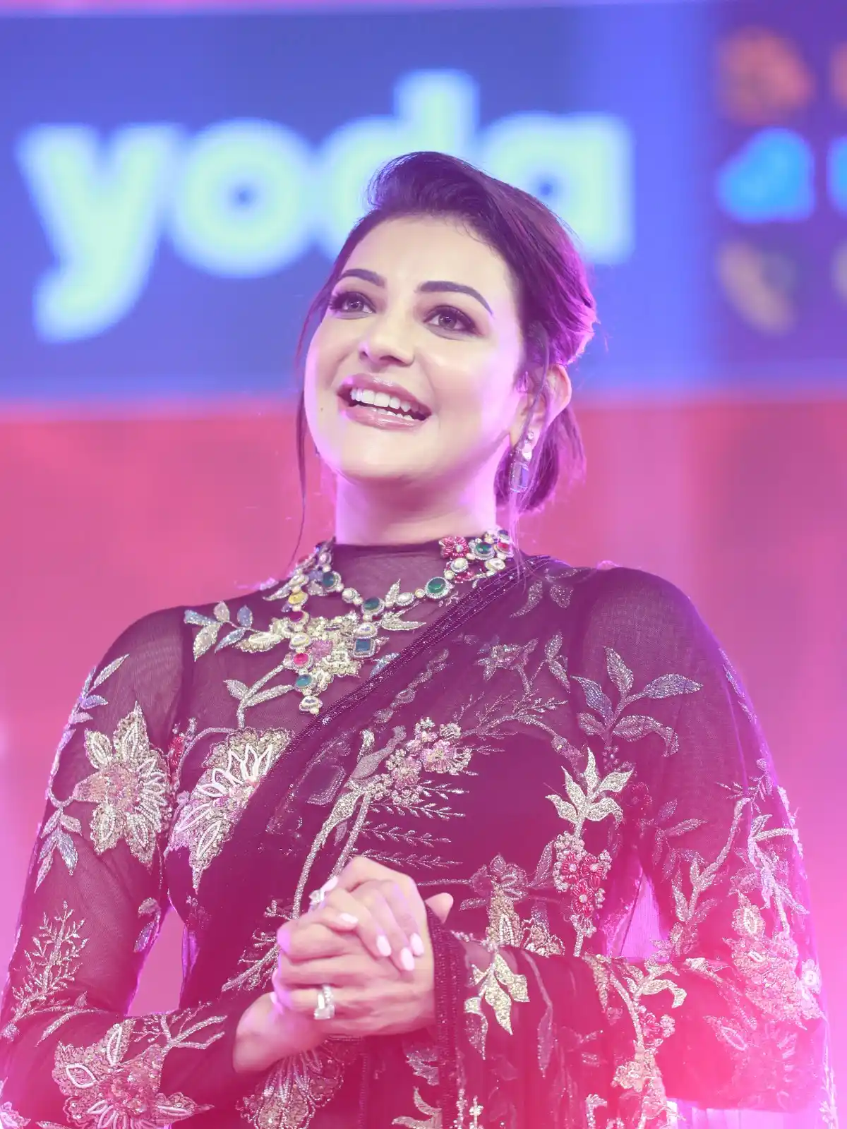 Kajal Aggarwal Shines in Saree at Bhagavanth Kesari Movie Trailer Launch Event