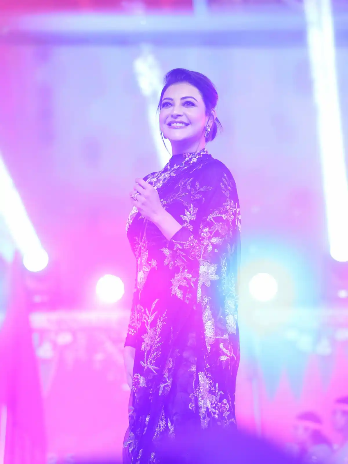 Kajal Aggarwal Shines in Saree at Bhagavanth Kesari Movie Trailer Launch Event