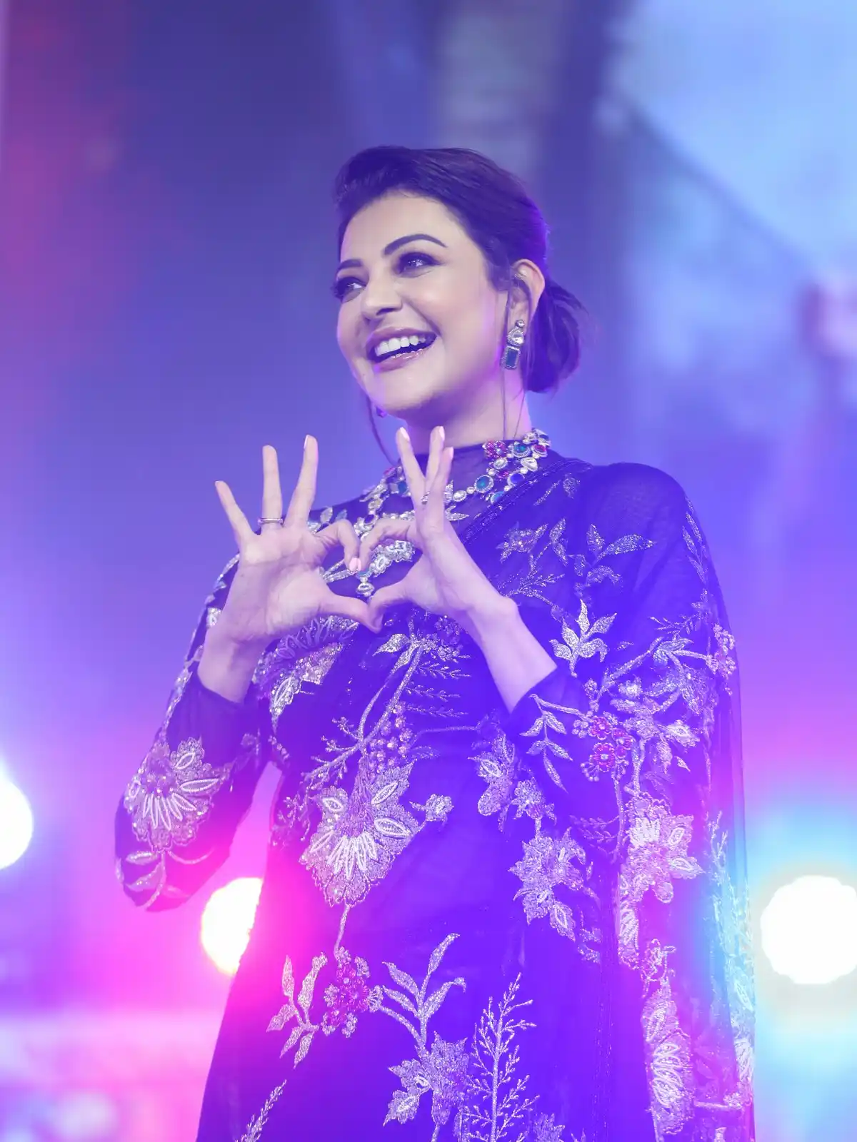 Kajal Aggarwal Shines in Saree at Bhagavanth Kesari Movie Trailer Launch Event