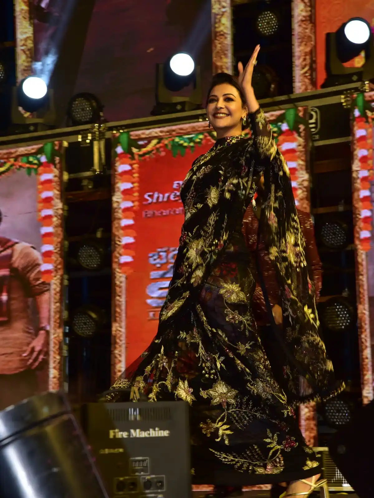 Kajal Aggarwal Shines in Saree at Bhagavanth Kesari Movie Trailer Launch Event