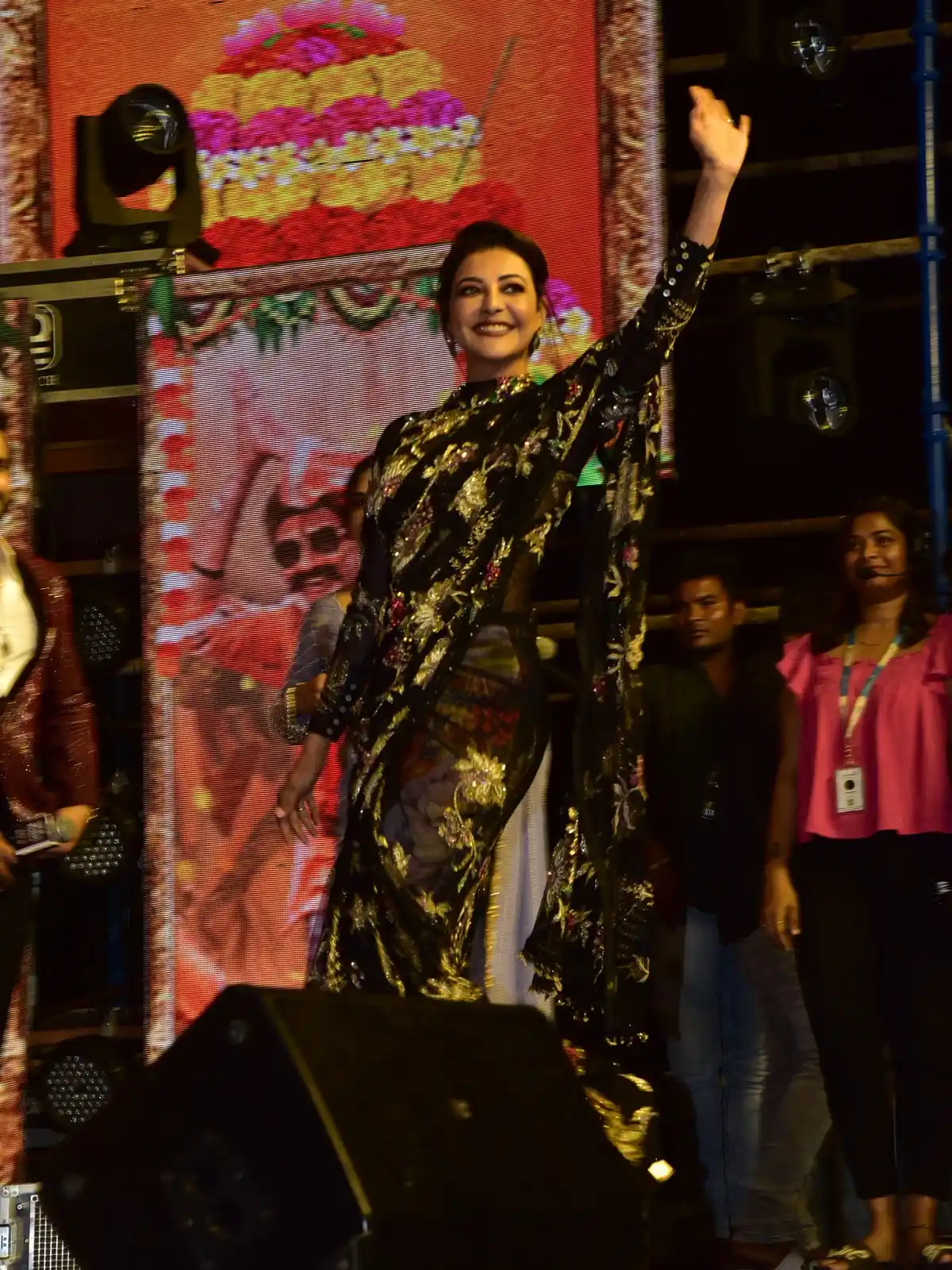 Kajal Aggarwal Shines in Saree at Bhagavanth Kesari Movie Trailer Launch Event