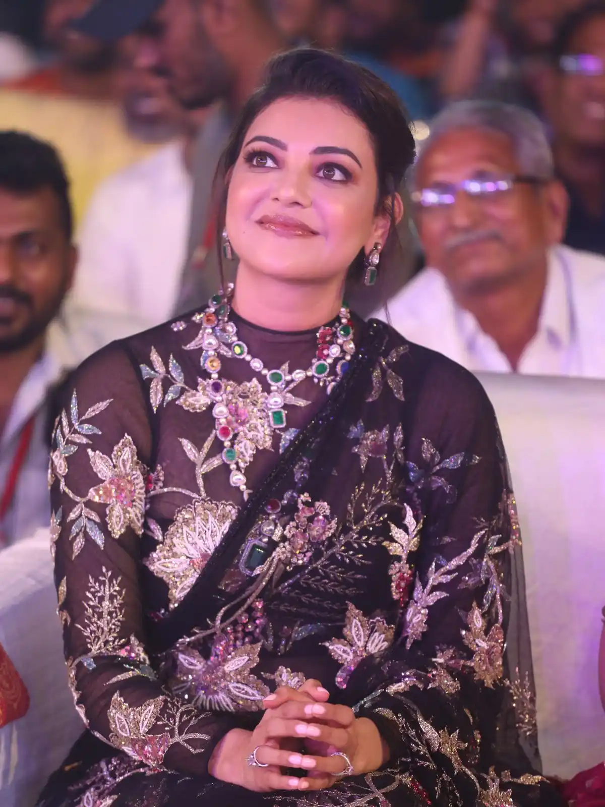 Kajal Aggarwal Shines in Saree at Bhagavanth Kesari Movie Trailer Launch Event