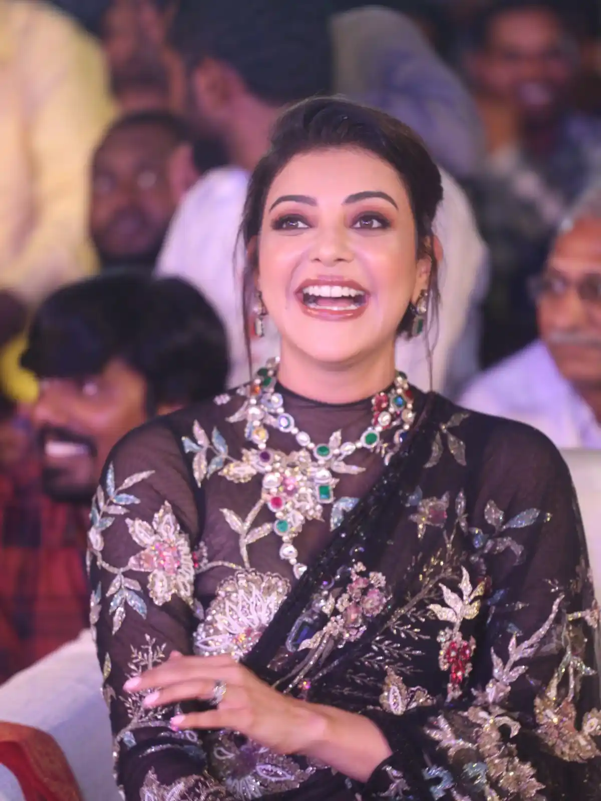 Kajal Aggarwal Shines in Saree at Bhagavanth Kesari Movie Trailer Launch Event