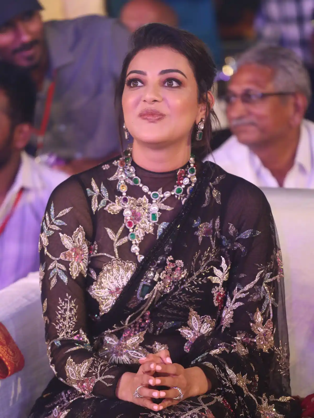Kajal Aggarwal Shines in Saree at Bhagavanth Kesari Movie Trailer Launch Event
