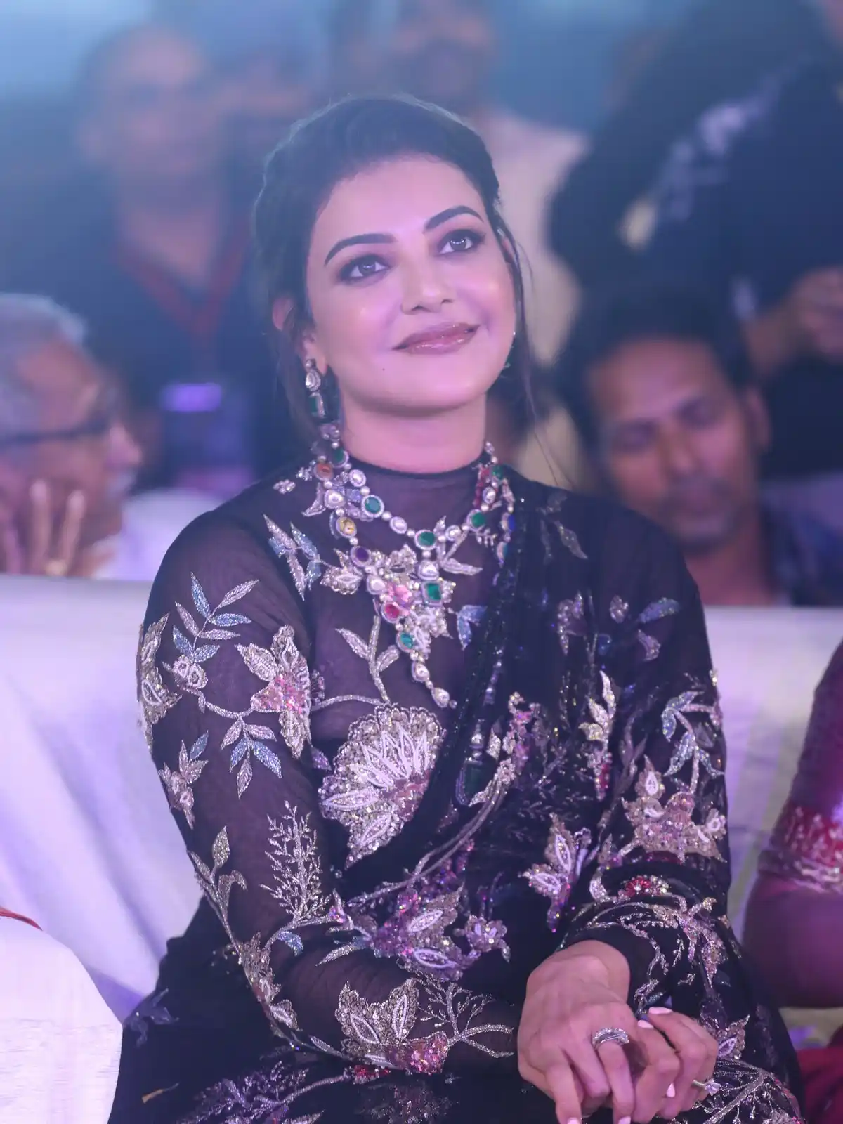 Kajal Aggarwal Shines in Saree at Bhagavanth Kesari Movie Trailer Launch Event