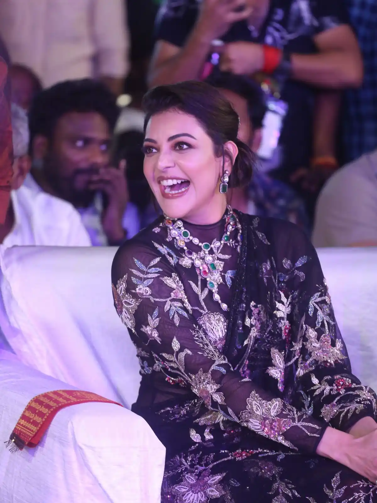 Kajal Aggarwal Shines in Saree at Bhagavanth Kesari Movie Trailer Launch Event