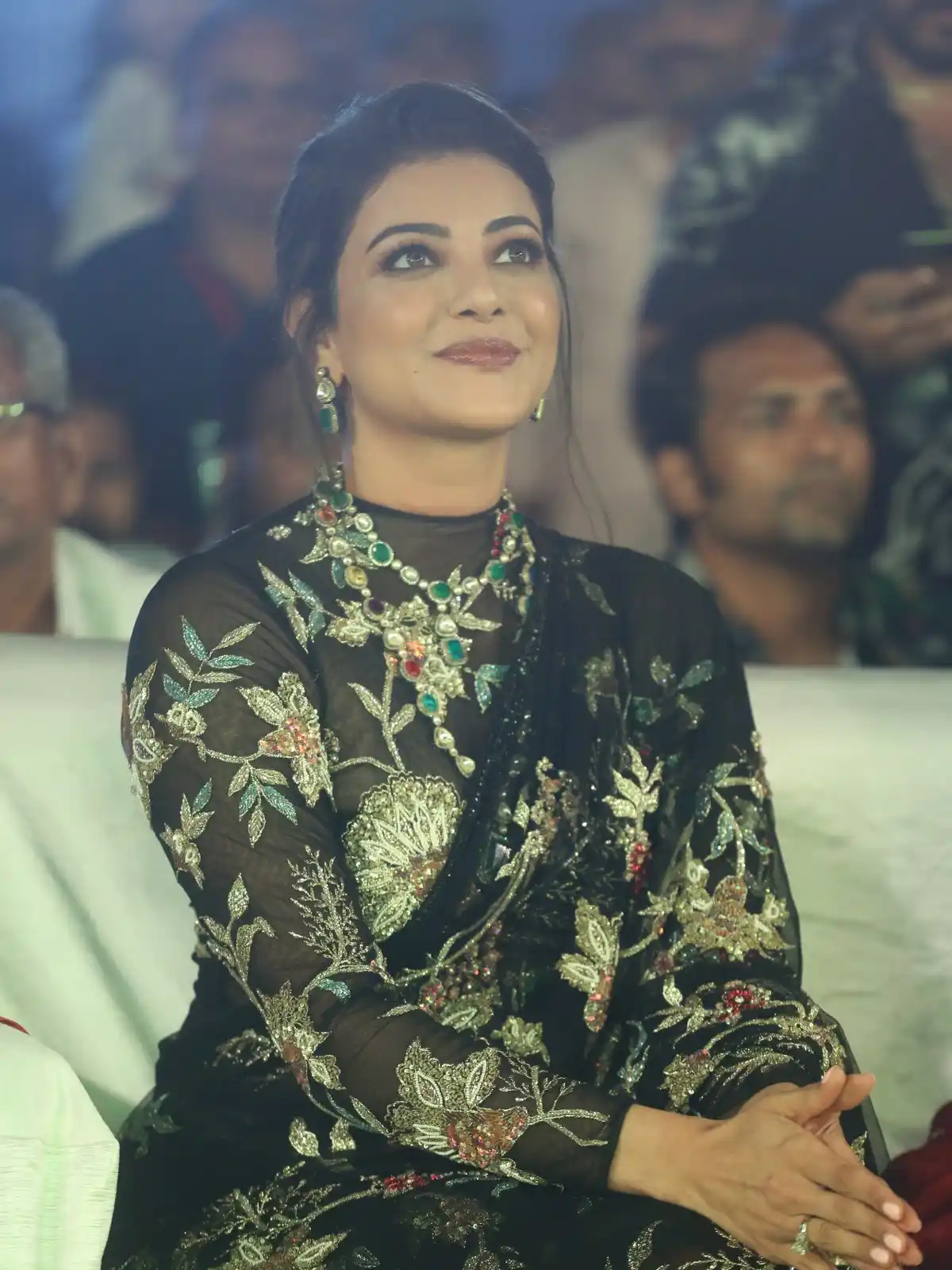 Kajal Aggarwal Shines in Saree at Bhagavanth Kesari Movie Trailer Launch Event