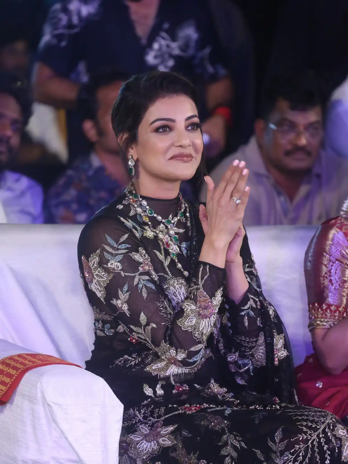 Kajal Aggarwal Shines in Saree at Bhagavanth Kesari Movie Trailer Launch Event