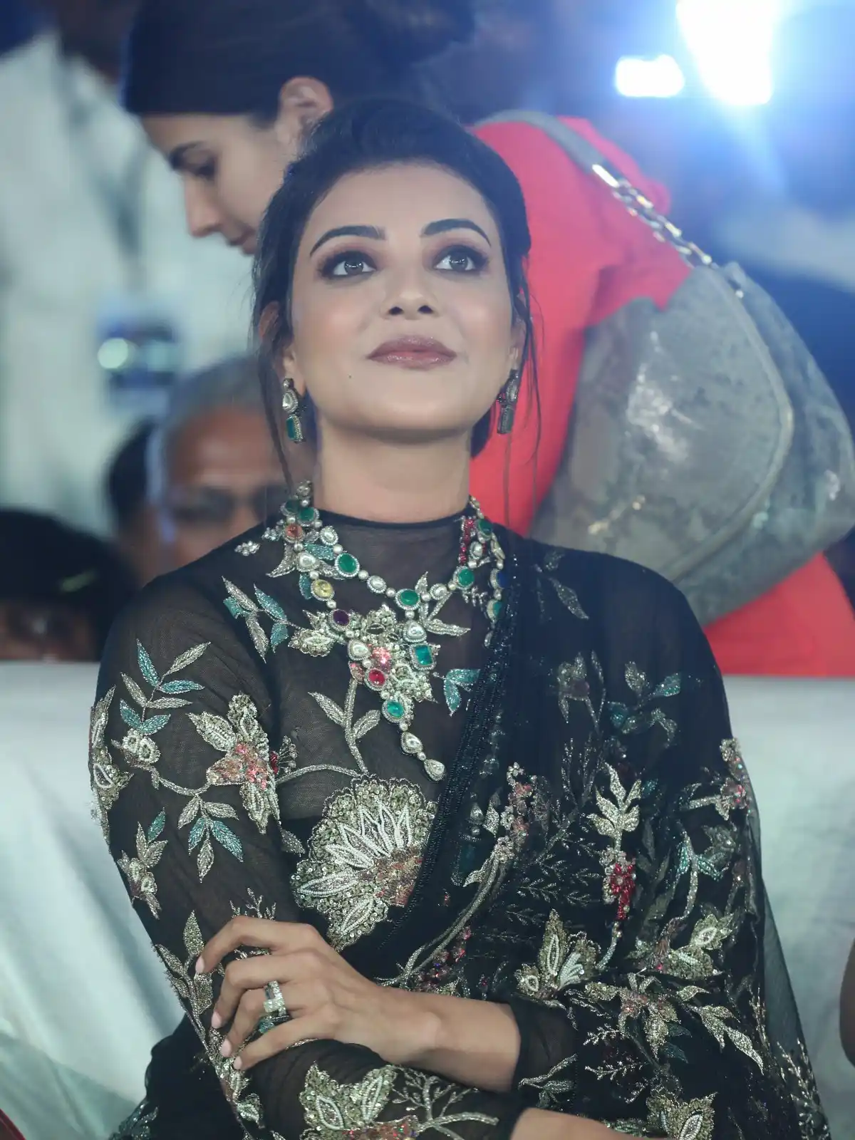 Kajal Aggarwal Shines in Saree at Bhagavanth Kesari Movie Trailer Launch Event