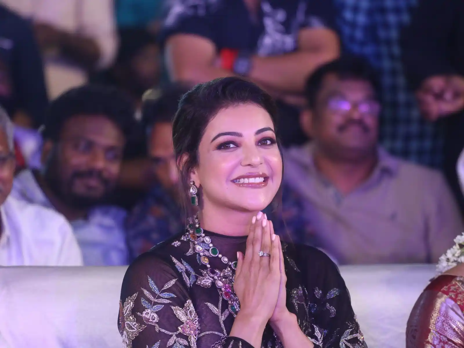 Kajal Aggarwal Shines in Saree at Bhagavanth Kesari Movie Trailer Launch Event