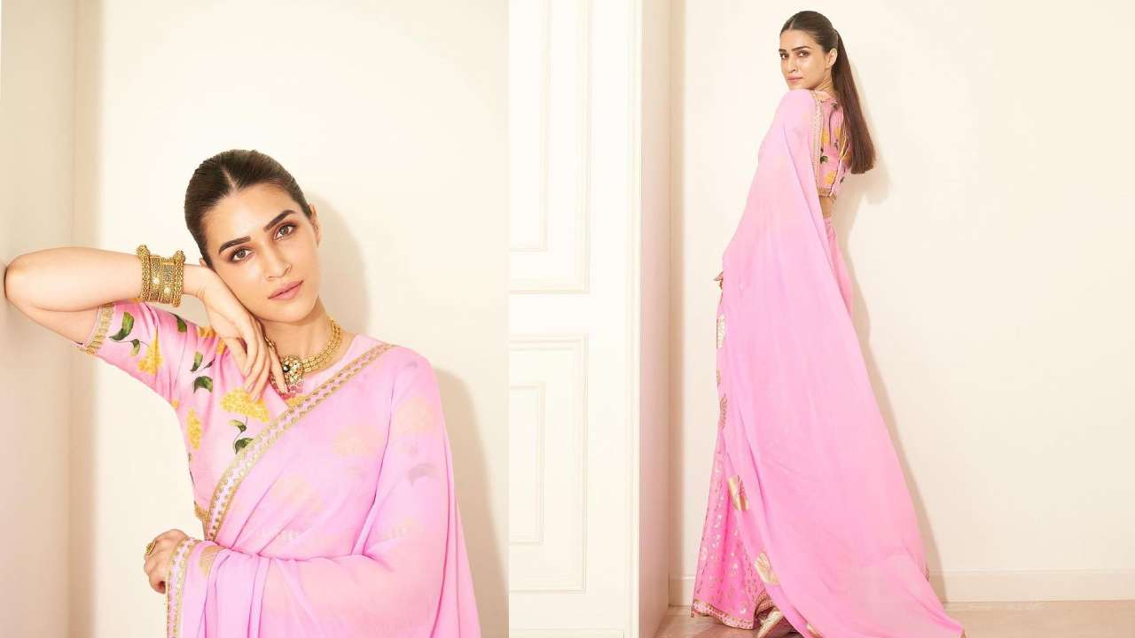 Kriti Sanon : గులాబీ చీరలో కృతి సనన్ గుబాళింపులు