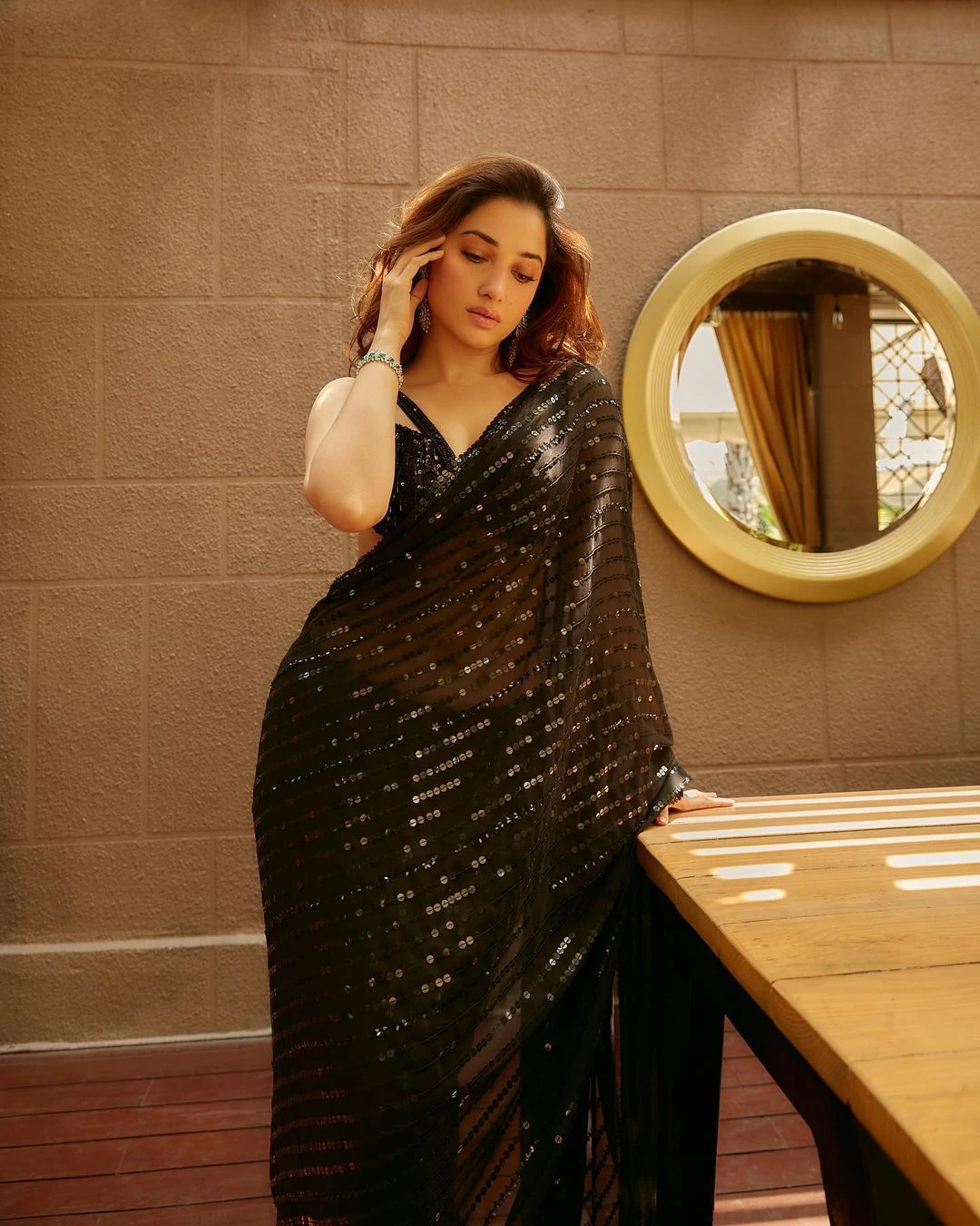 Milky Beauty Tamannaah Bhatia shines in Black Saree Photos