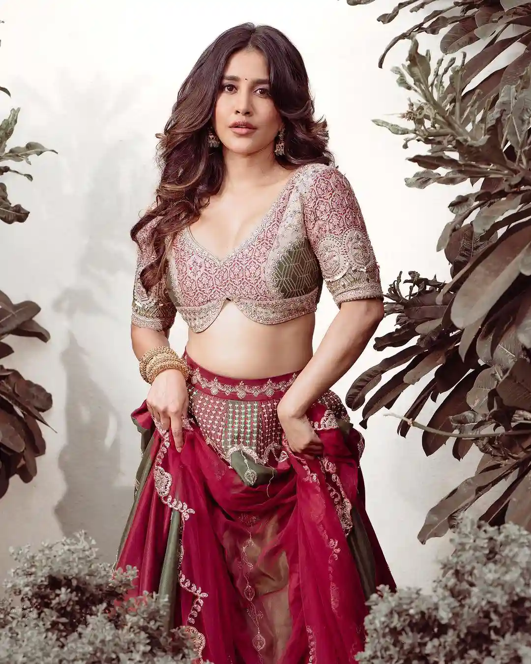 Tollywood Heroine Nabha Natesh Photos in ghagra choli dress