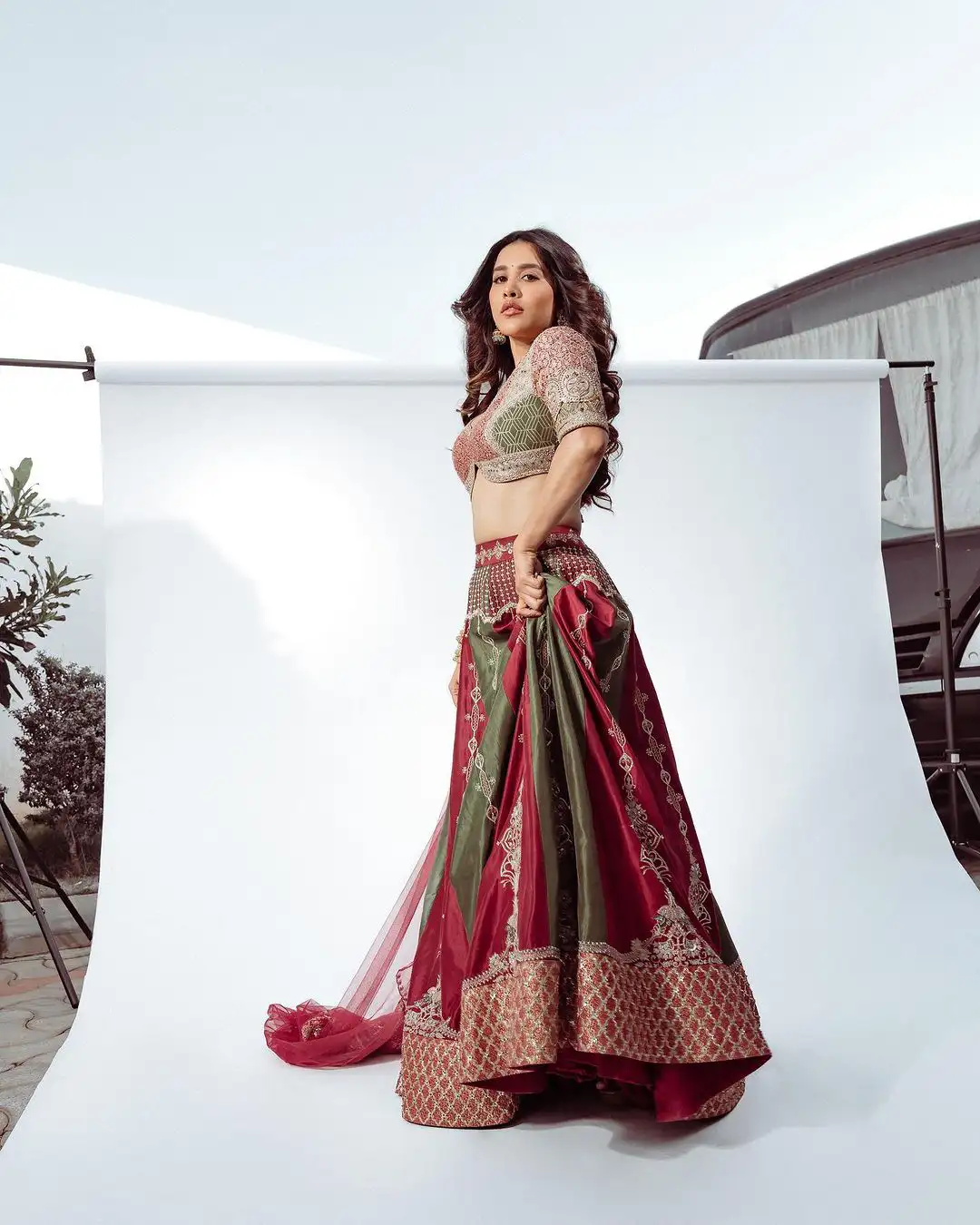 Tollywood Heroine Nabha Natesh Photos in ghagra choli dress
