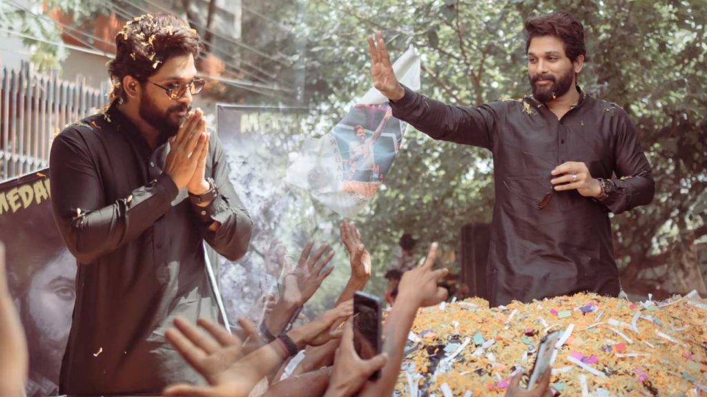 National award winner Allu Arjun receive grand welcome at his residence from fans