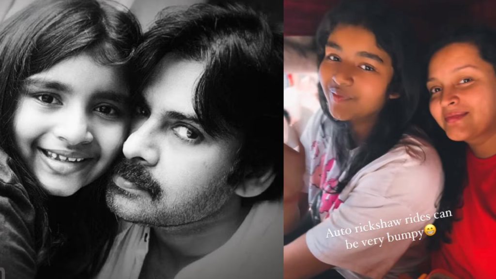 Pawan Kalyan daugter Aadhya auto ride with her mother Renu Desai