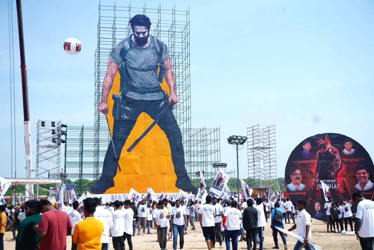 Prabhas Huge Cutout Launching in Hyderabad on his Birthday