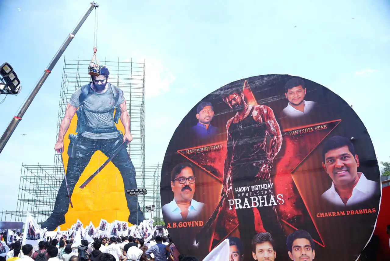 Prabhas Huge Cutout Launching in Hyderabad on his Birthday