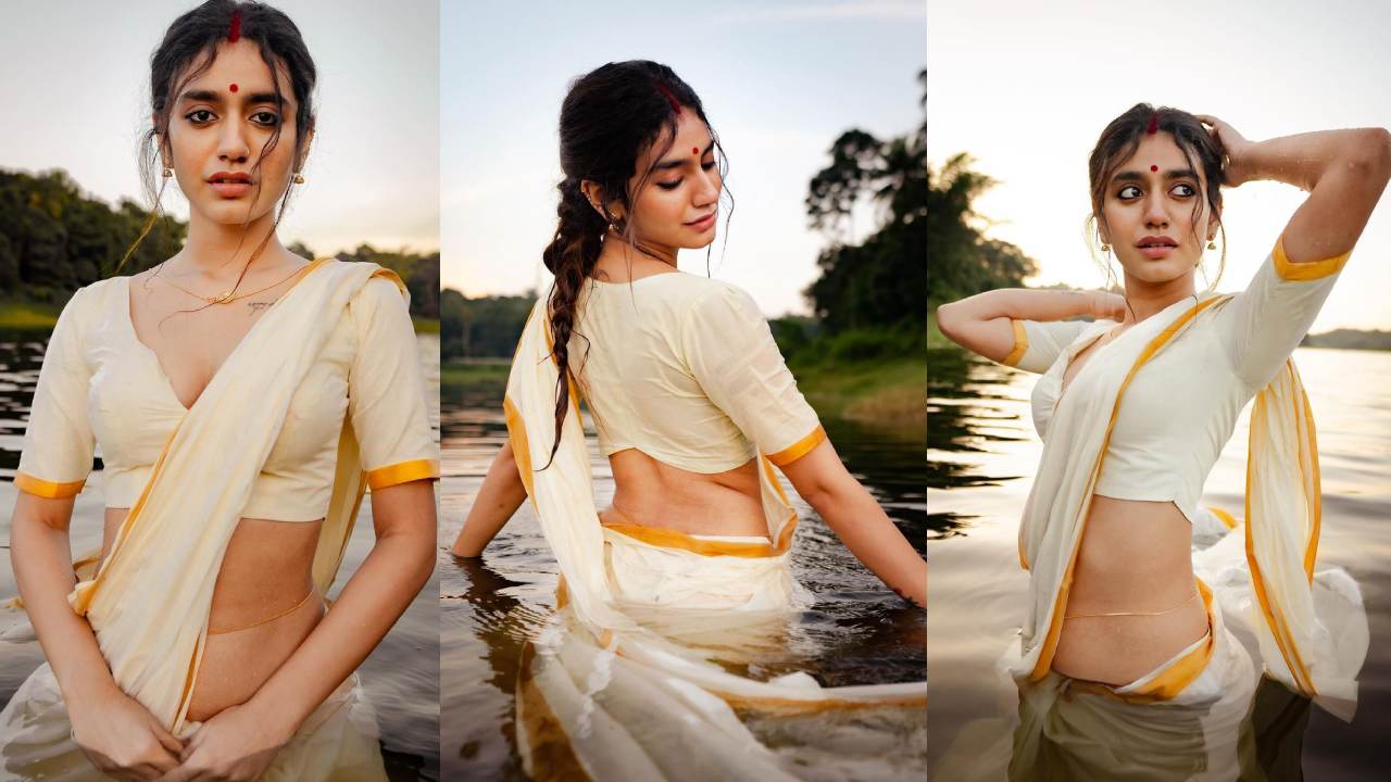Priya Prakash Varrier : కొలనులో చీరతో కైపెక్కిస్తున్న ప్రియా వారియర్..