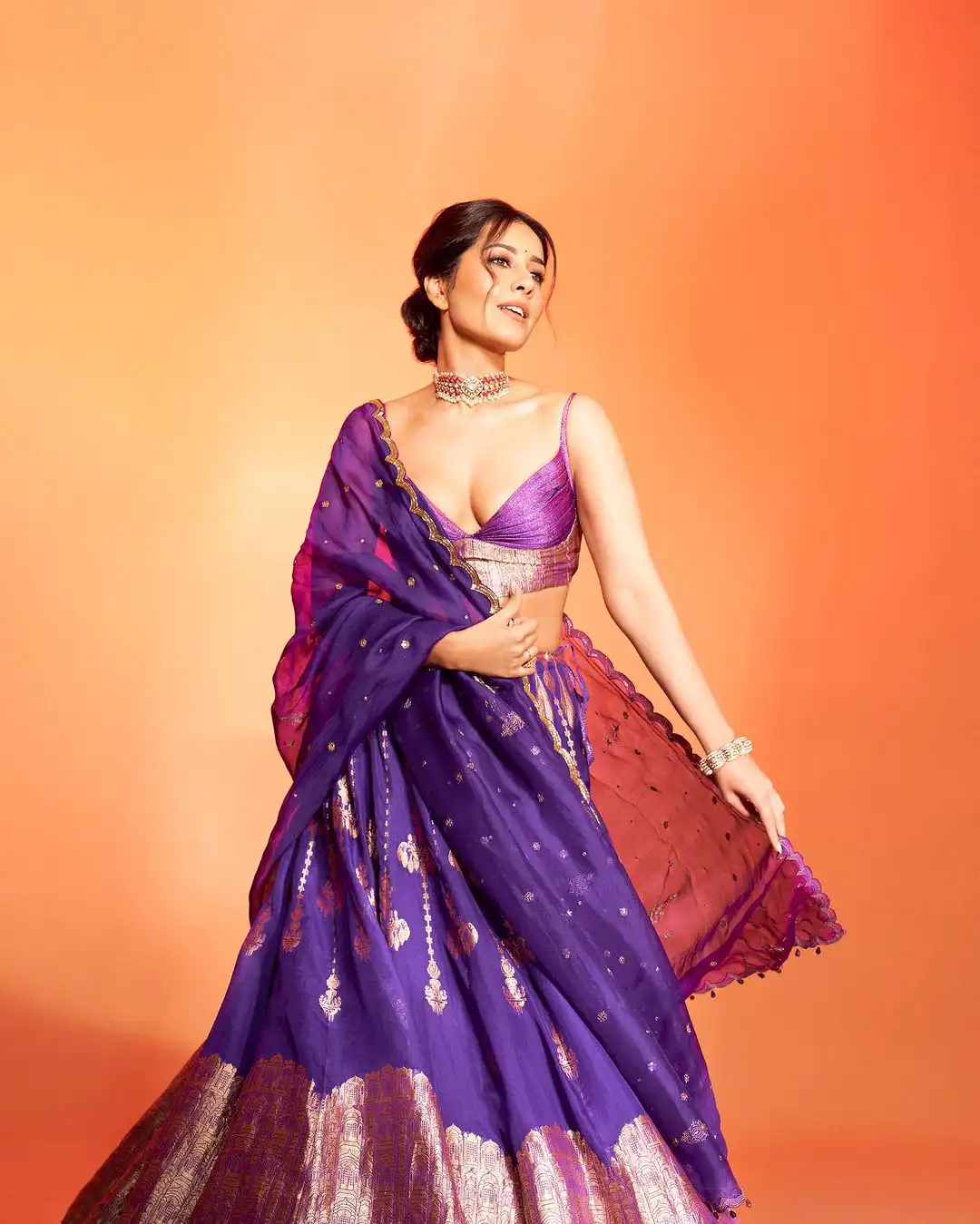 Raashii Khanna Sizzling Looks in Ghagra Choli Dress