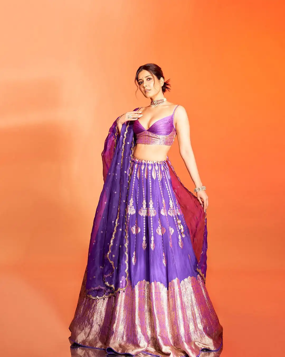 Raashii Khanna Sizzling Looks in Ghagra Choli Dress