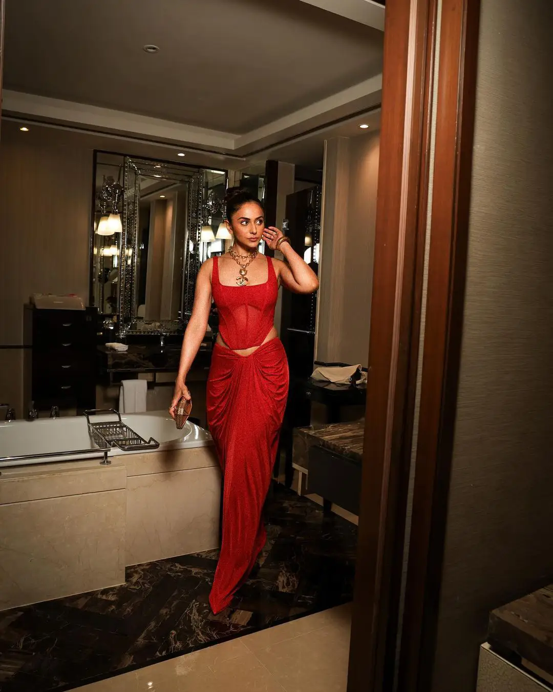 Rakul Preet Singh Sizzling Looks in Red Dress