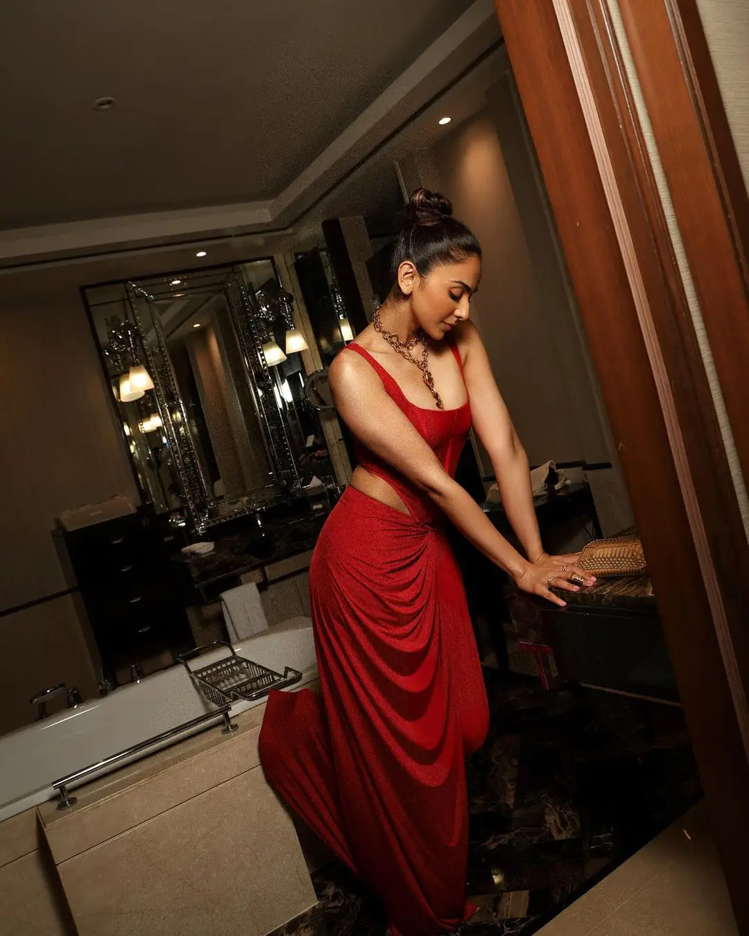 Rakul Preet Singh Sizzling Looks in Red Dress