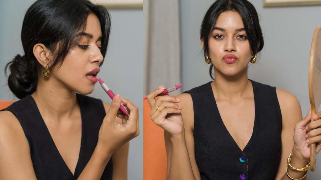 South Actress Mirnalini Ravi Lip Stick Photography