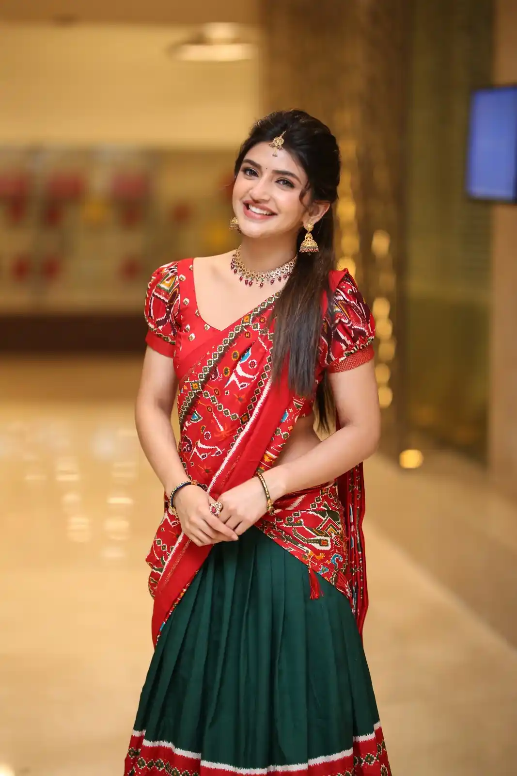 Sreeleela Stunning Looks in Half Saree