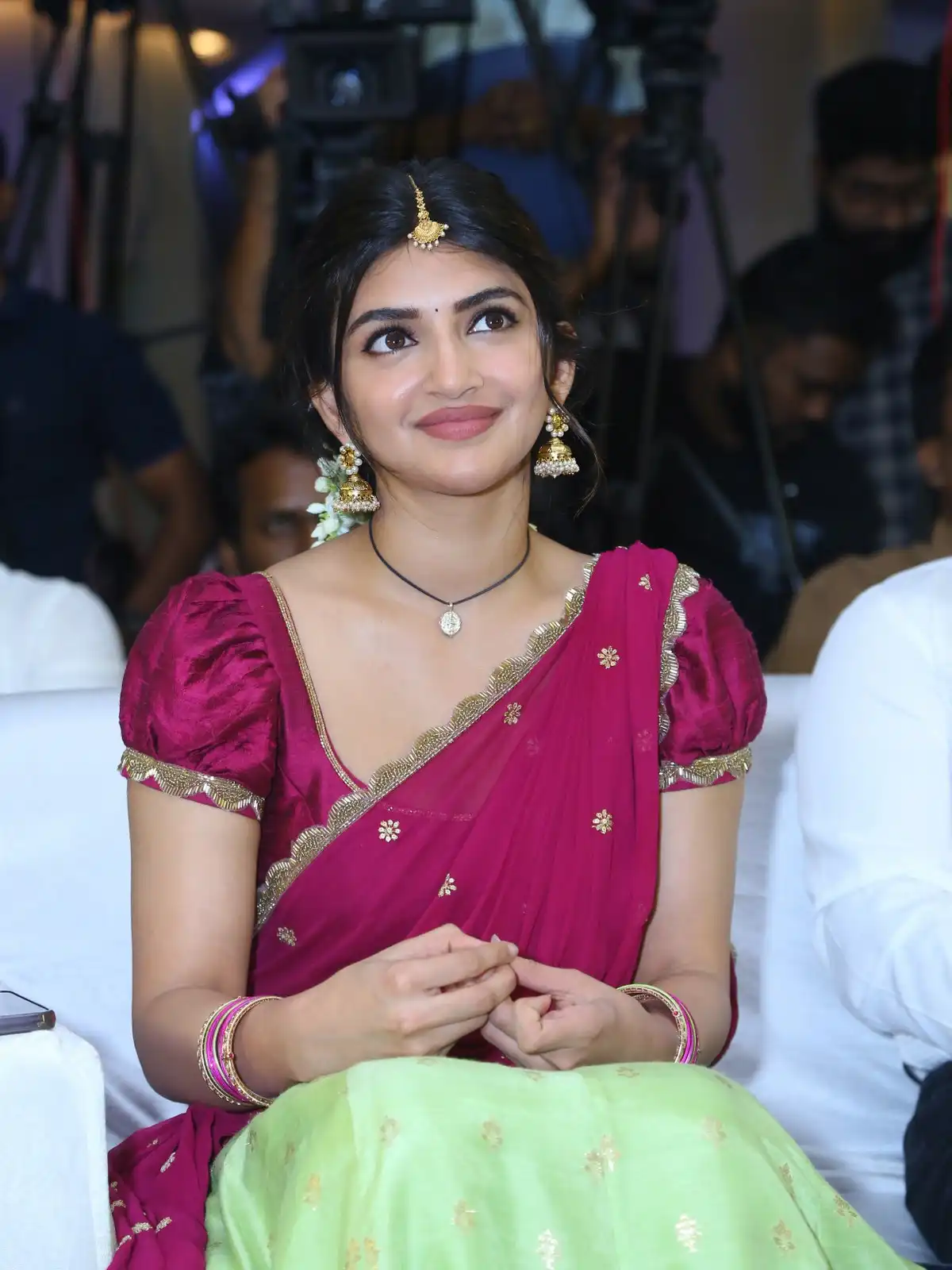 Sreeleela Looks like Vijji Papa Character in Bhagavanth Kesari Movie Press Meet