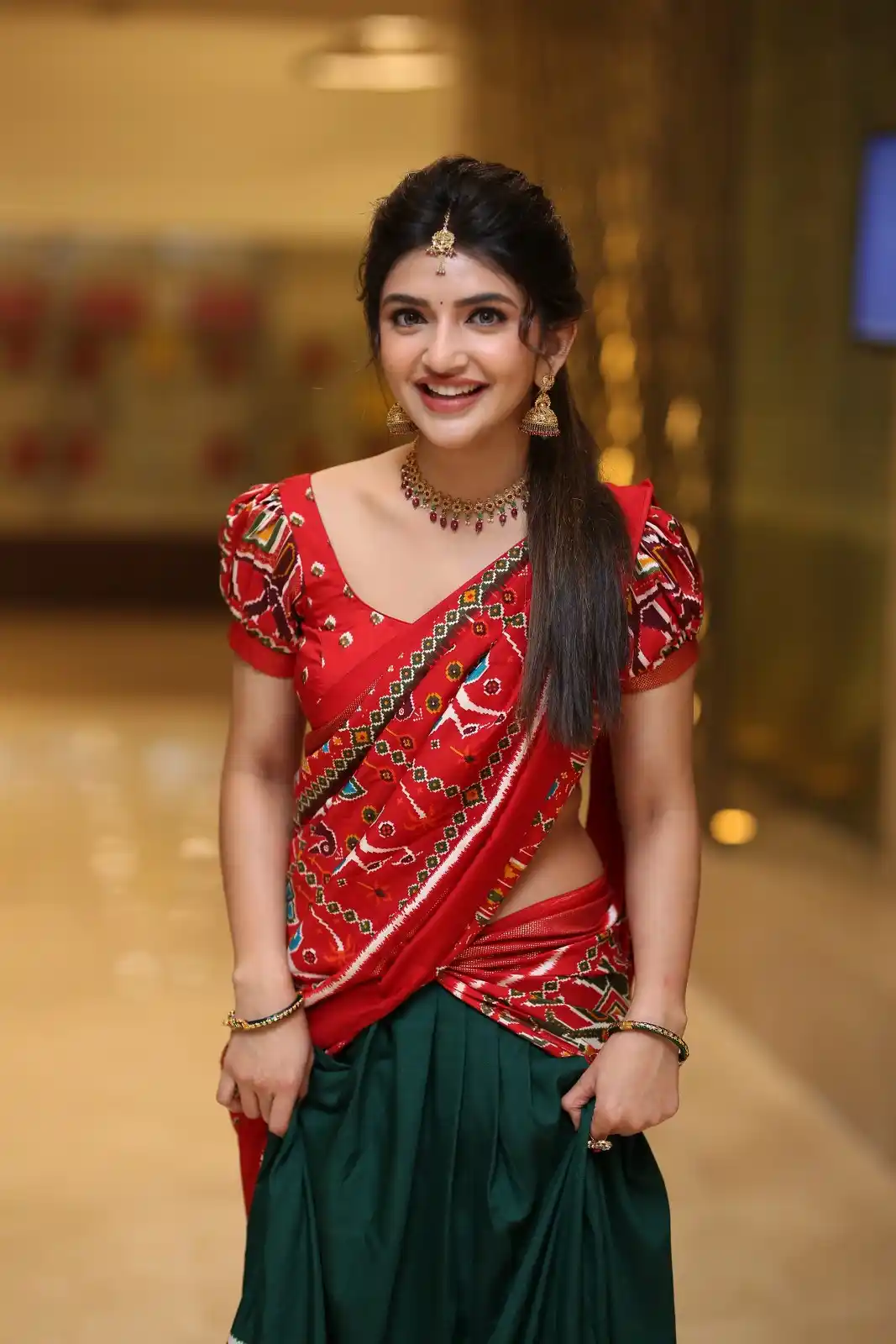 Sreeleela Stunning Looks in Half Saree