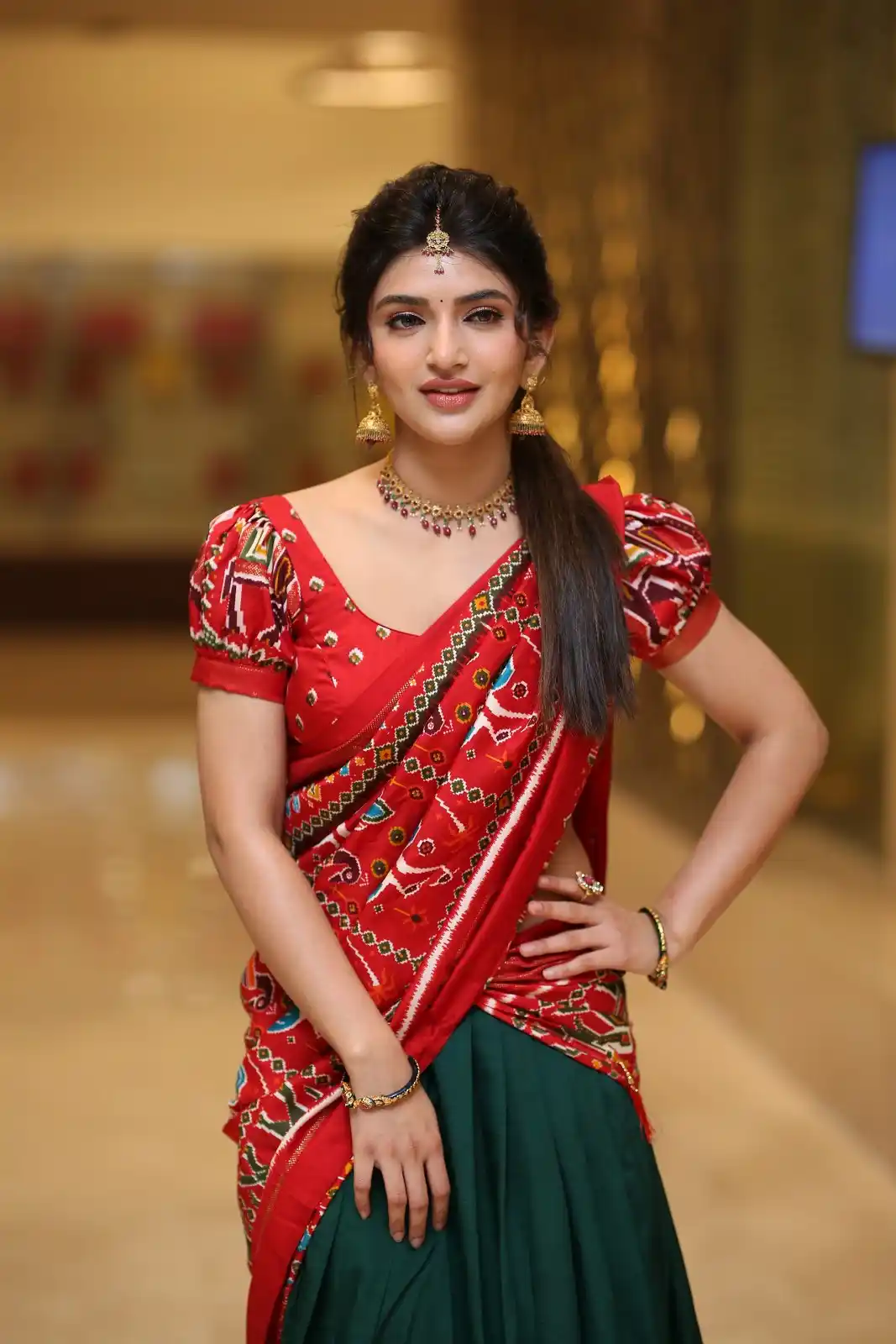 Sreeleela Stunning Looks in Half Saree