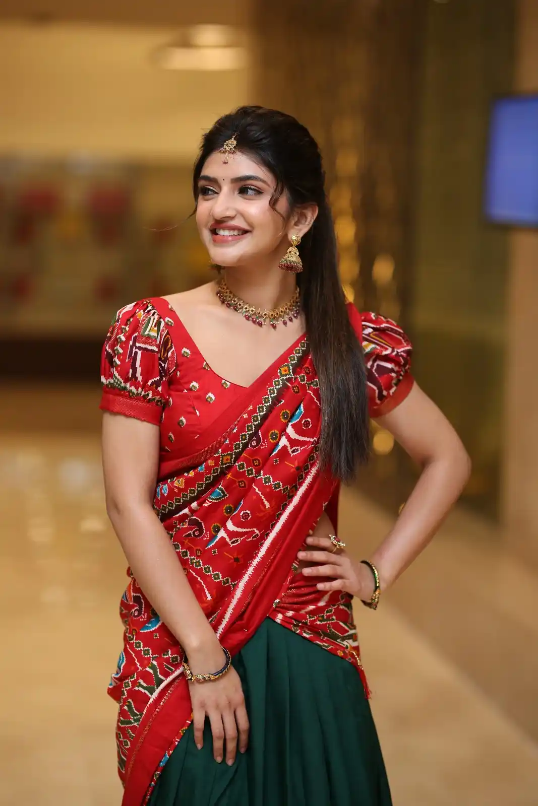 Sreeleela Stunning Looks in Half Saree