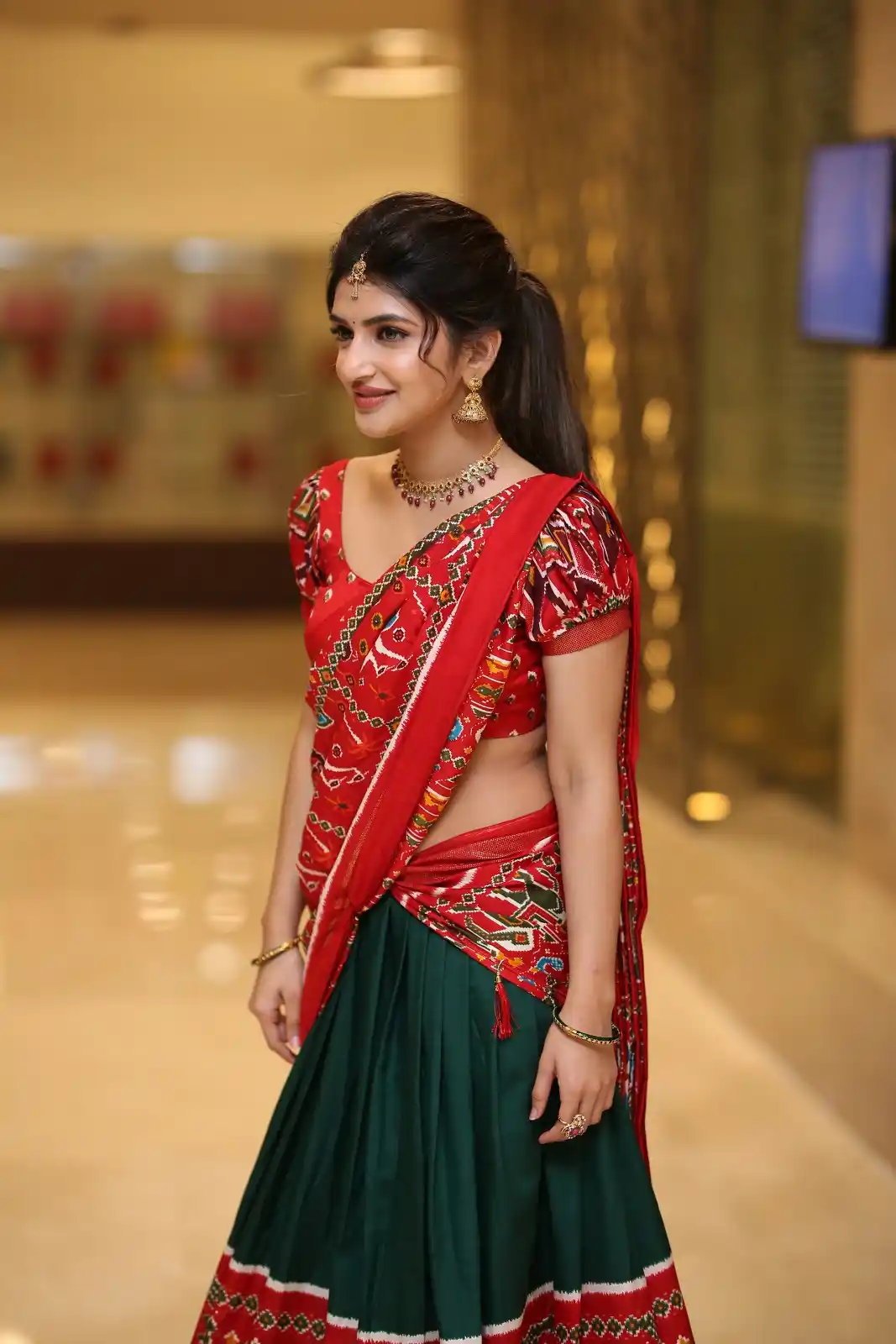 Sreeleela Stunning Looks in Half Saree