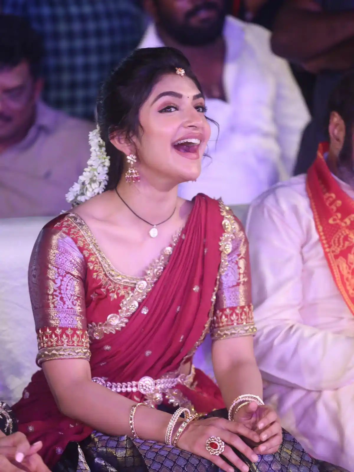 Sreeleela Cute Photos in Half Saree at Bhagavanth Kesari Trailer Launch Event