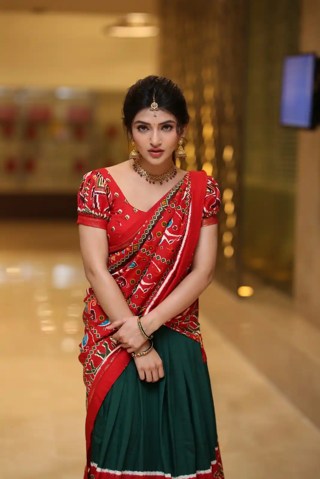 Sreeleela Stunning Looks in Half Saree