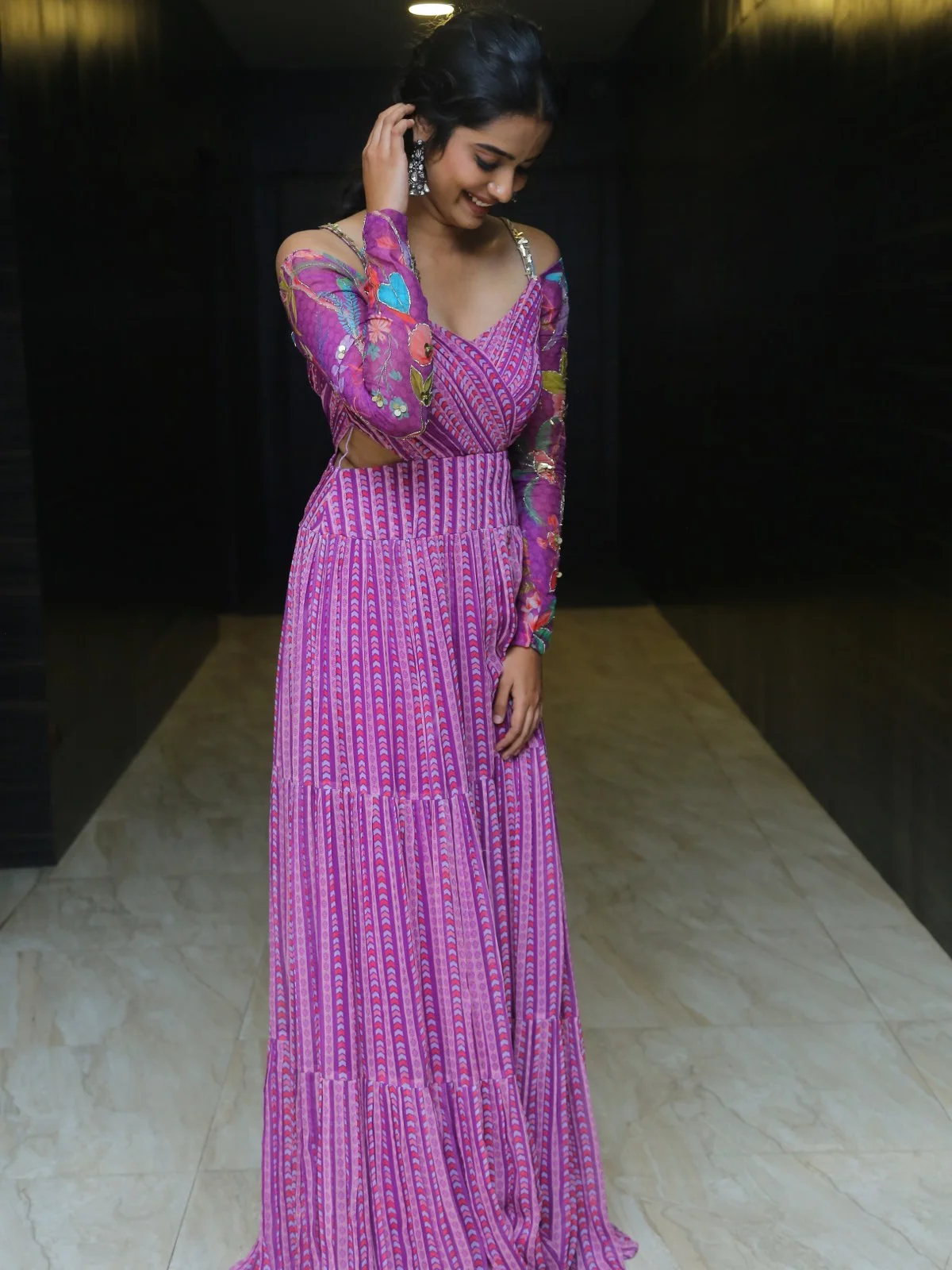 Sri Gouri Priya in Long Frock at MAD Movie Promotions