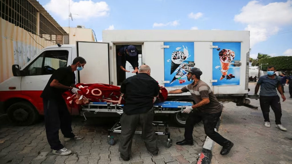 As Gaza death toll rises bodies are stored in ice cream trucks