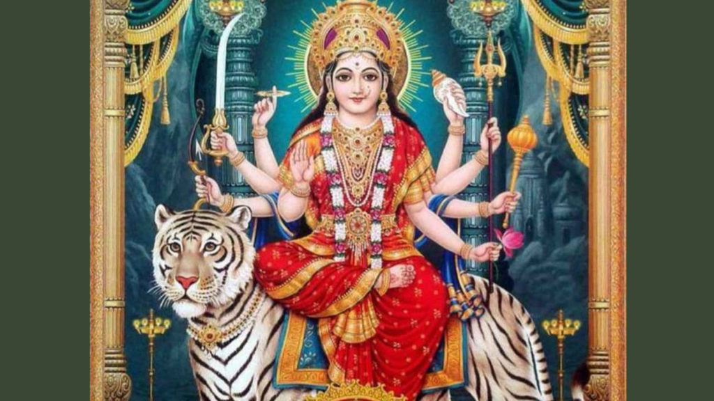 Goddess Durga appearing as Goddess Maha Chandi on the fifth day of Navratri
