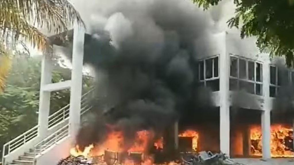 NCP MLA home set on fire by Maratha quota protesters when he inside home