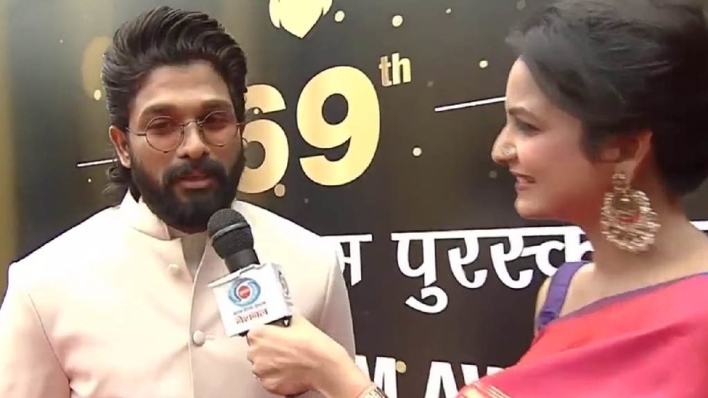 Allu Arjun Spoke with National media Before Receiving National Best Actor Award