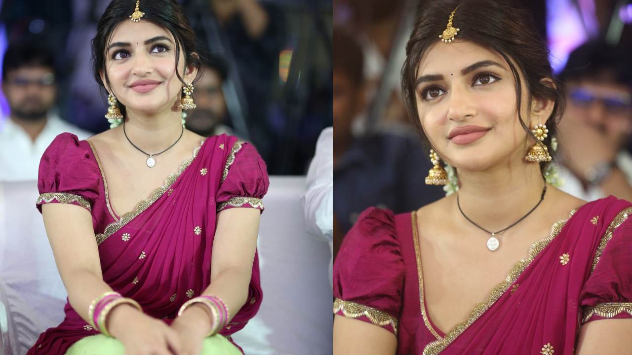 Sreeleela : విజ్జిపాపగా శ్రీలీల లుక్స్ అదుర్స్.. భగవంత్ కేసరి ప్రెస్ మీట్‌లో..