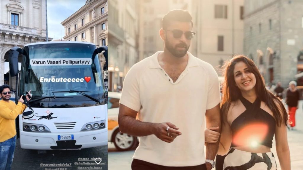 Nithin family En route Varun Lavanya Marriage in Bus