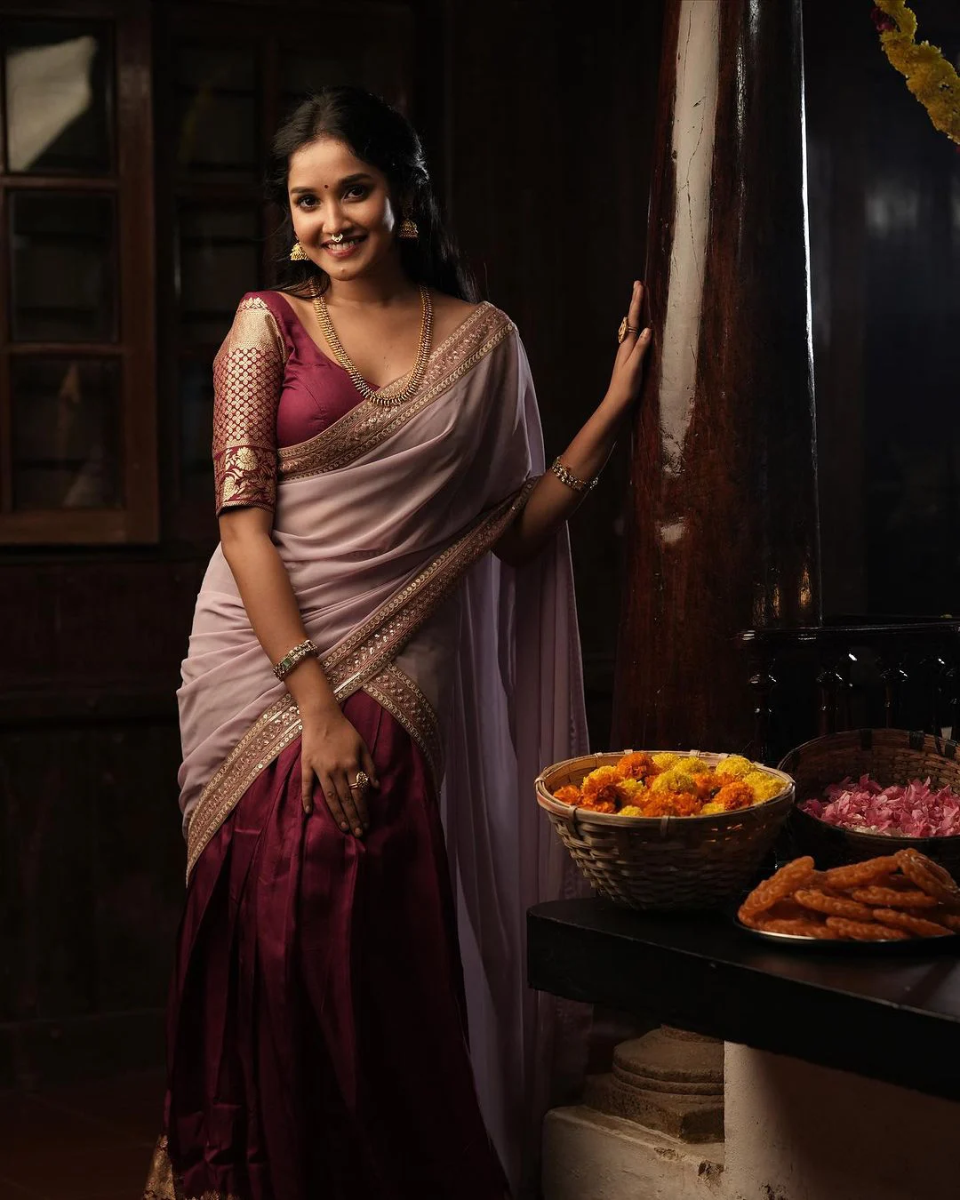 Actress Anikha Surendran half saree photos in diwali