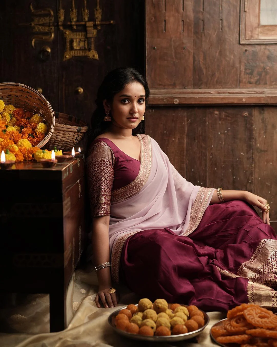 Actress Anikha Surendran half saree photos in diwali