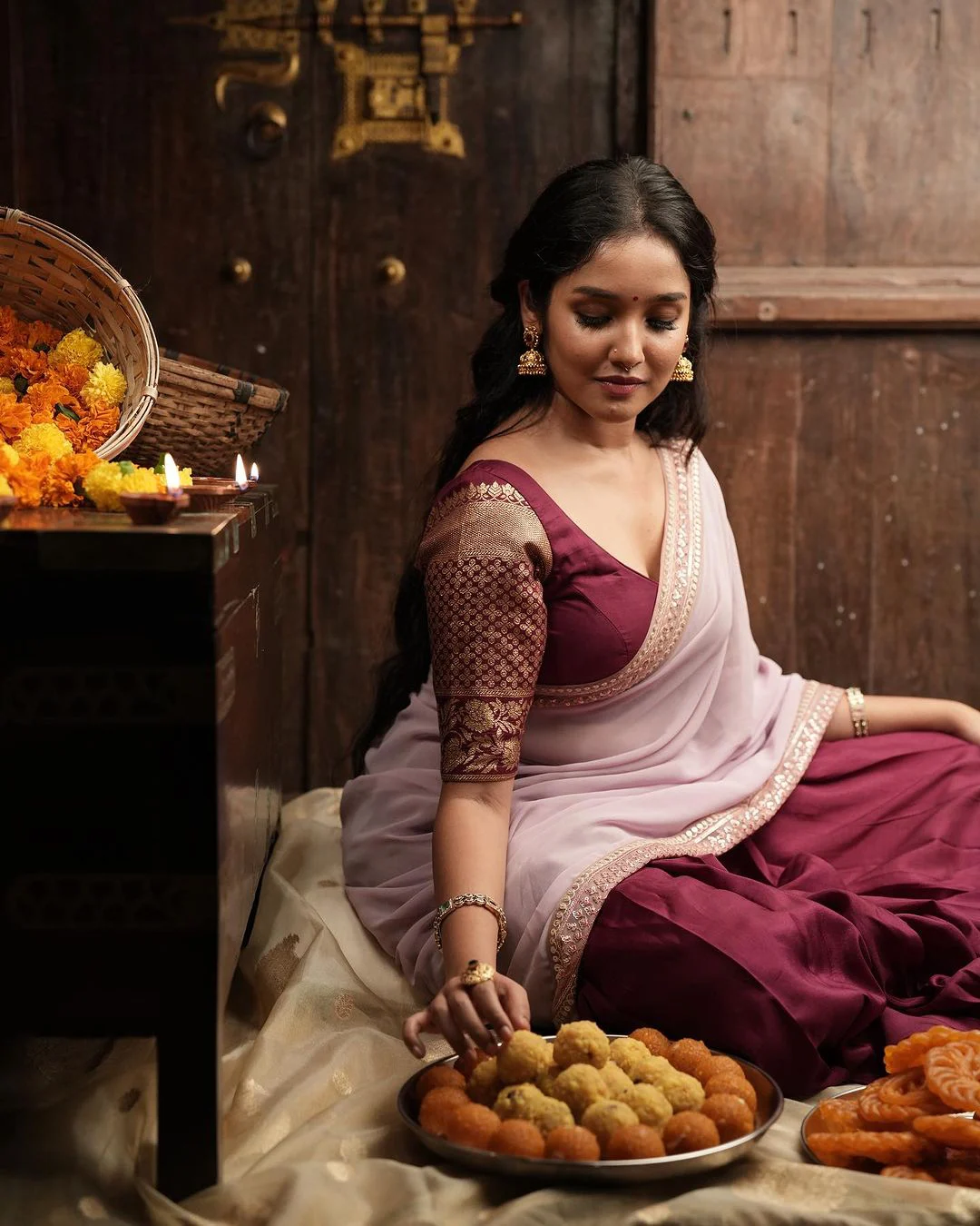 Actress Anikha Surendran half saree photos in diwali