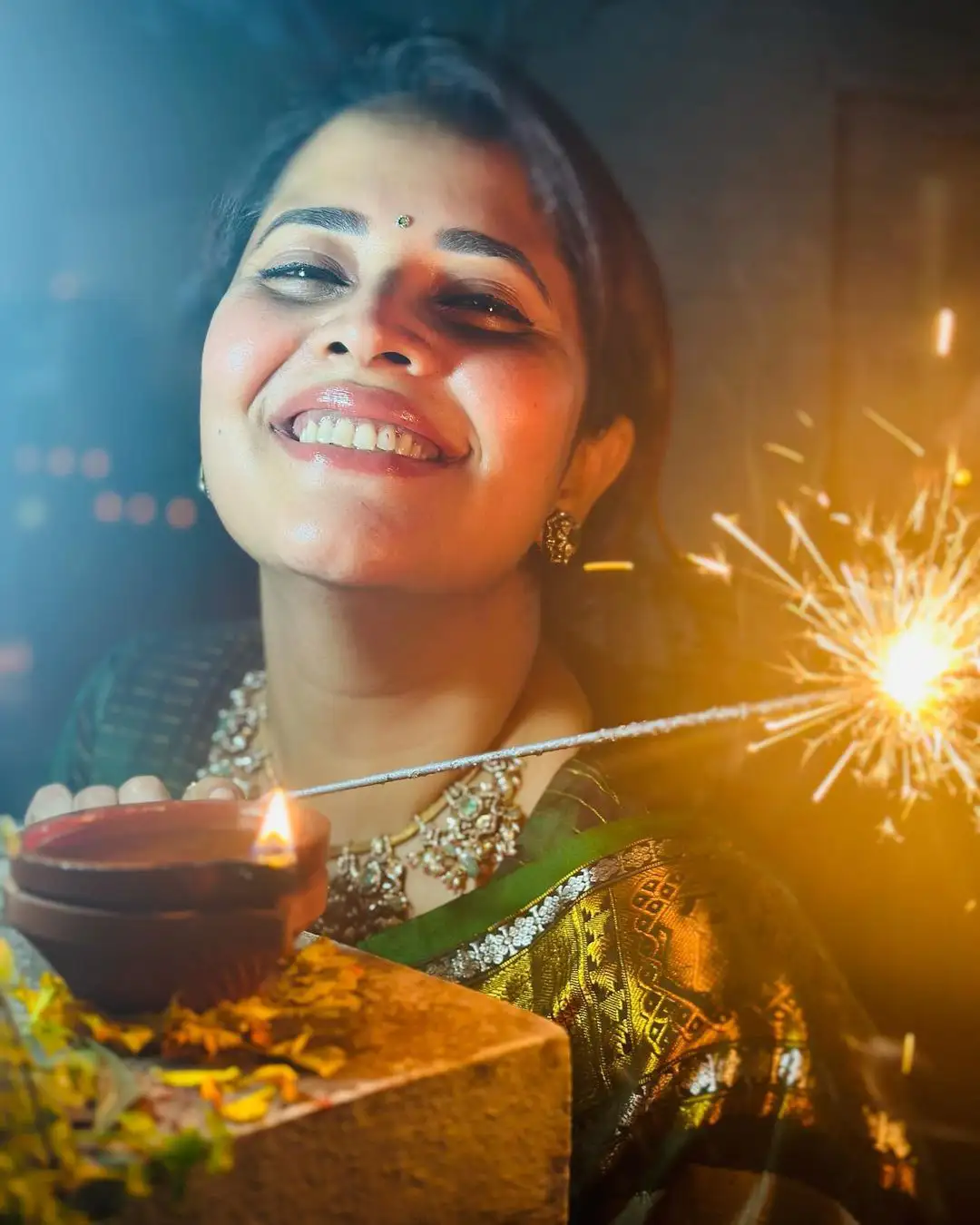Anasuya Bharadwaj Diwali Celebrations with Family